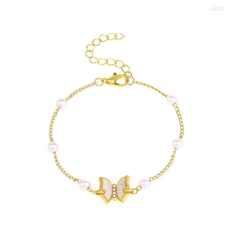 

Strand European And American Ins Pearl Shell Butterfly Bracelet French Light Luxury Student Friend Fashion Boho
