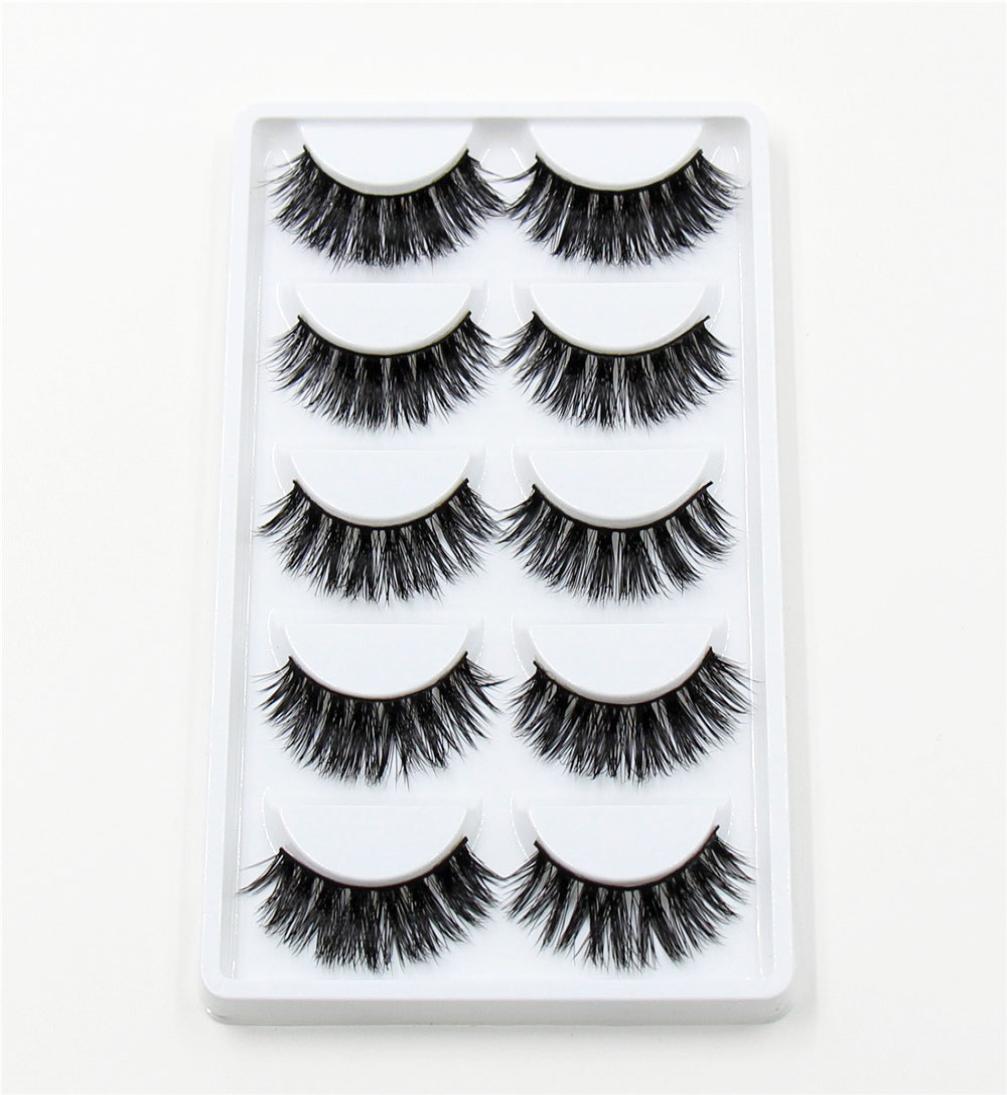 

3D Mink False Eyelashes 5 pairs Natural Extension Long Cross Thick Mink Lashes Handmade Eye Lashes K012020180