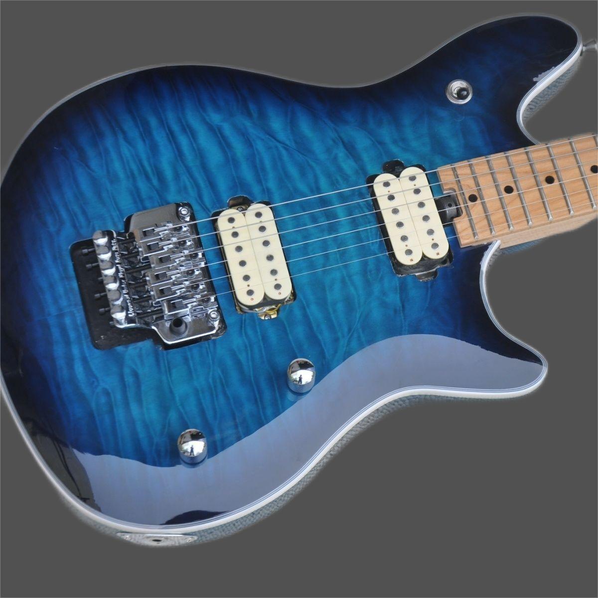 

Blue electric guitar, white wax body, top custom, good quality2589