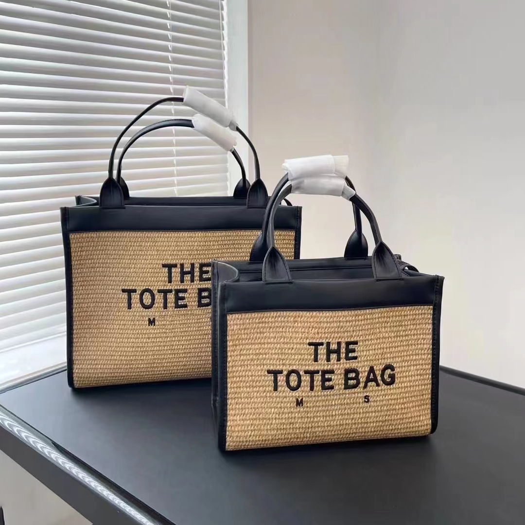 

Women Mini designer weave marc the tote bag Men Shoulder marcie PU Crossbodys Raffias vanity Bags Straw vacation Beach bags luxurys large handbags clutch shopper bag, Black