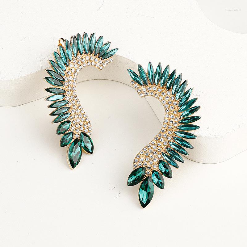 

Stud Earrings Fashion Statement Gold Color Crystal Beads Wing Shaped Big Bohemia Earring For Women Girls Wedding Party Jewelry