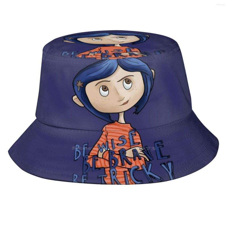 

Berets Coraline Bucket Hat Beach Tourism Hats Breathable Sun Cap Wise Brave Tricky Quote Movie Animation Dark Cool, Black mask