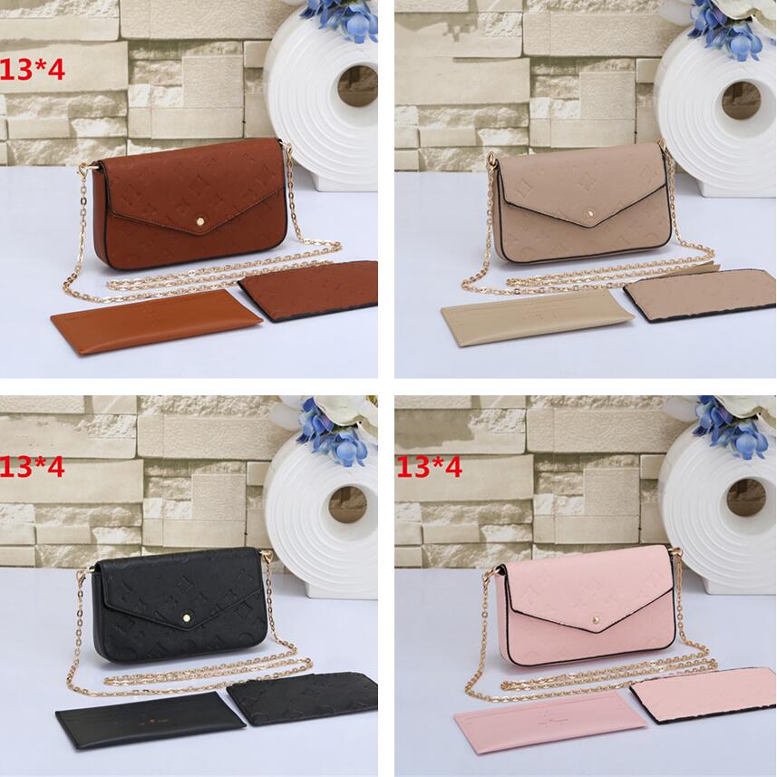 

Classic Luxury designer handbag Pochette Felicie Bag Embossing Leather Handbags Shoulder bags Clutch Tote Messenger Shopping Purse CC, Pink