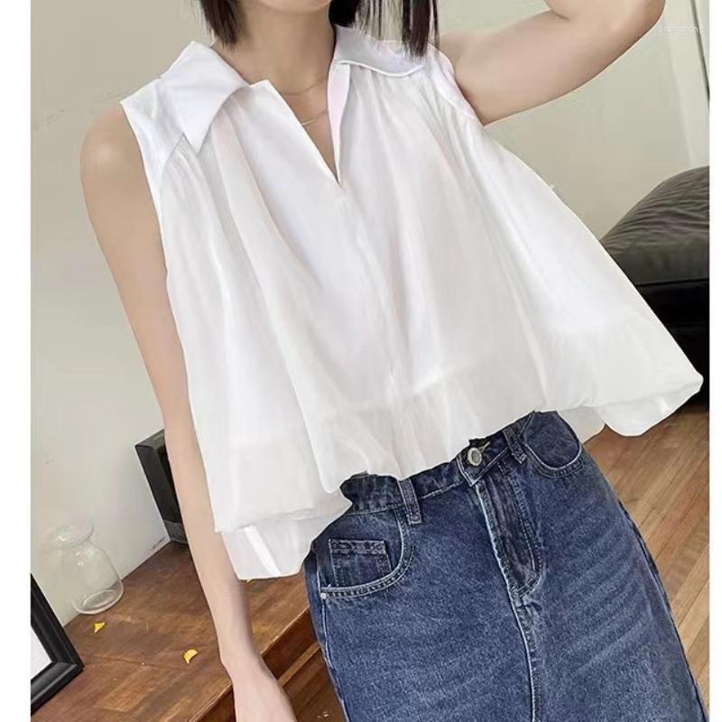 

Women' Tanks 2023 Summer White Sleeveless Top Women Fashion Tank Solid Casual Shirt For Clothing Elegant Blusas 27619