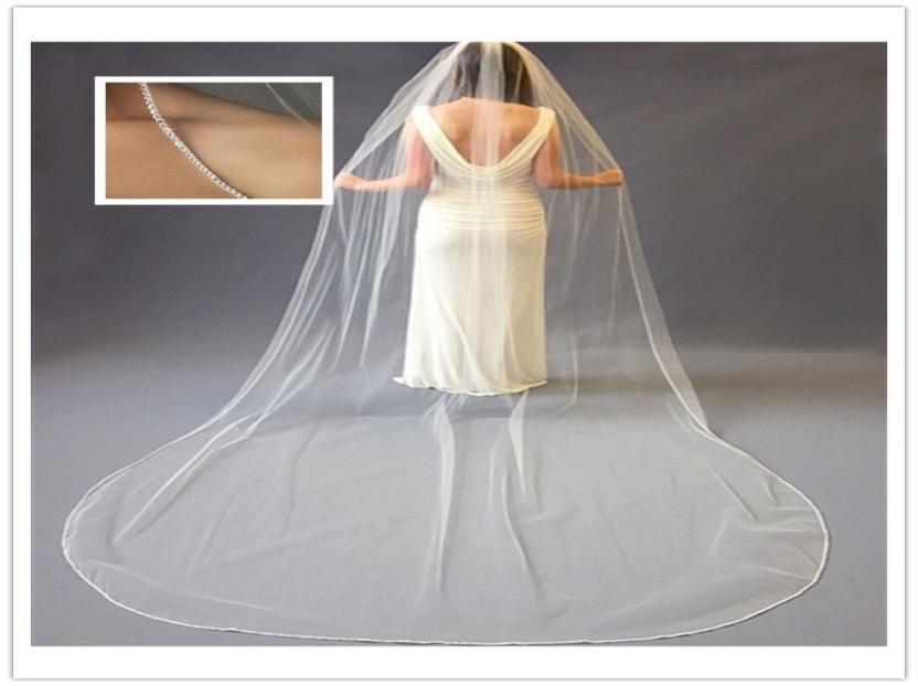 

1T WhiteIvory 3m Cathedral crystal Wedding Accessory Bridal Veils veil comb9770226, Ivory