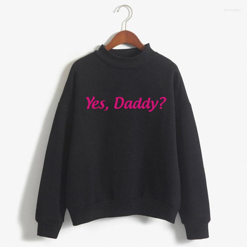 

Women' Hoodies Yes Daddy Print Women Sweatshirt Korean O-neck Knitted Pullover Autumn Candy Color Harajuku Aesthetic Clothes