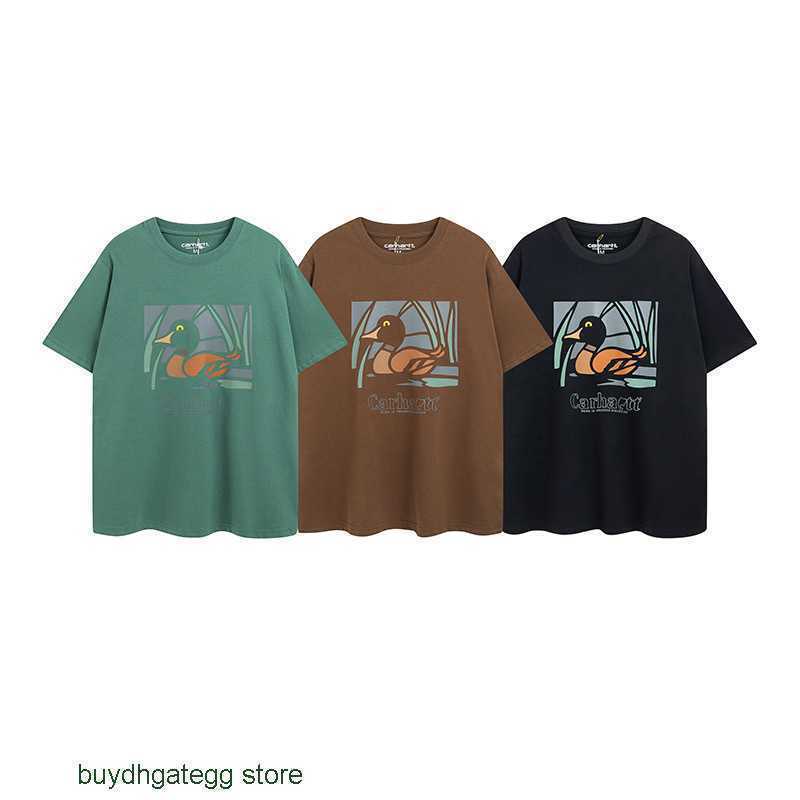 

Mfmv Fashion Men's and Women's T-shirt Tooling Brand Carhart New Work Clothes Outdoor Duck Print Loose Couples Round Neck Short Sleeved, Light green