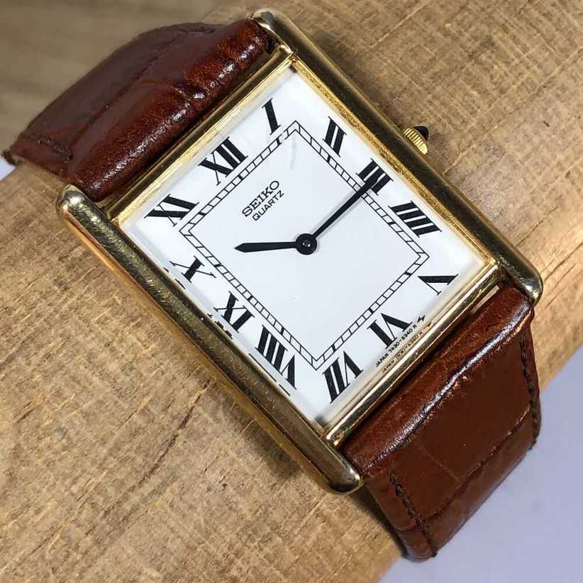 

luxury panthere watch for men santos wristwatches NABW high quality ank Rectangular Black Leather band Dress 7430-5209, Split