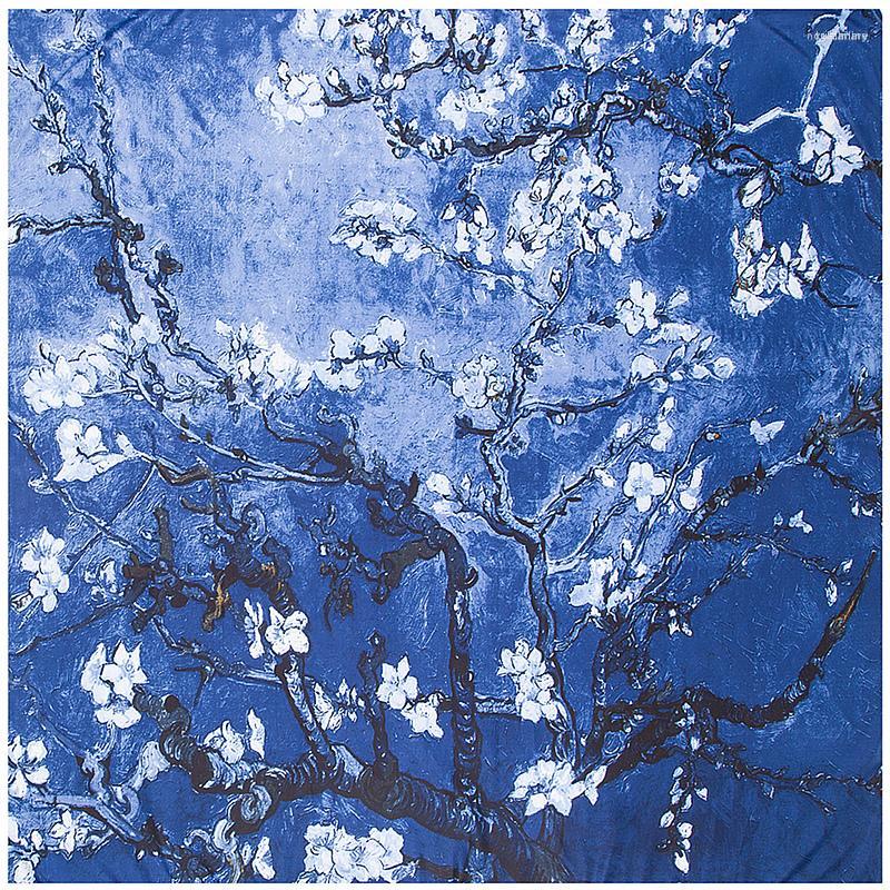 

Scarves POBING Twill Silk Square Scarf Women Neckerchief Floral Foulard Large Hijab Shawl Wrap Female Bufandas
