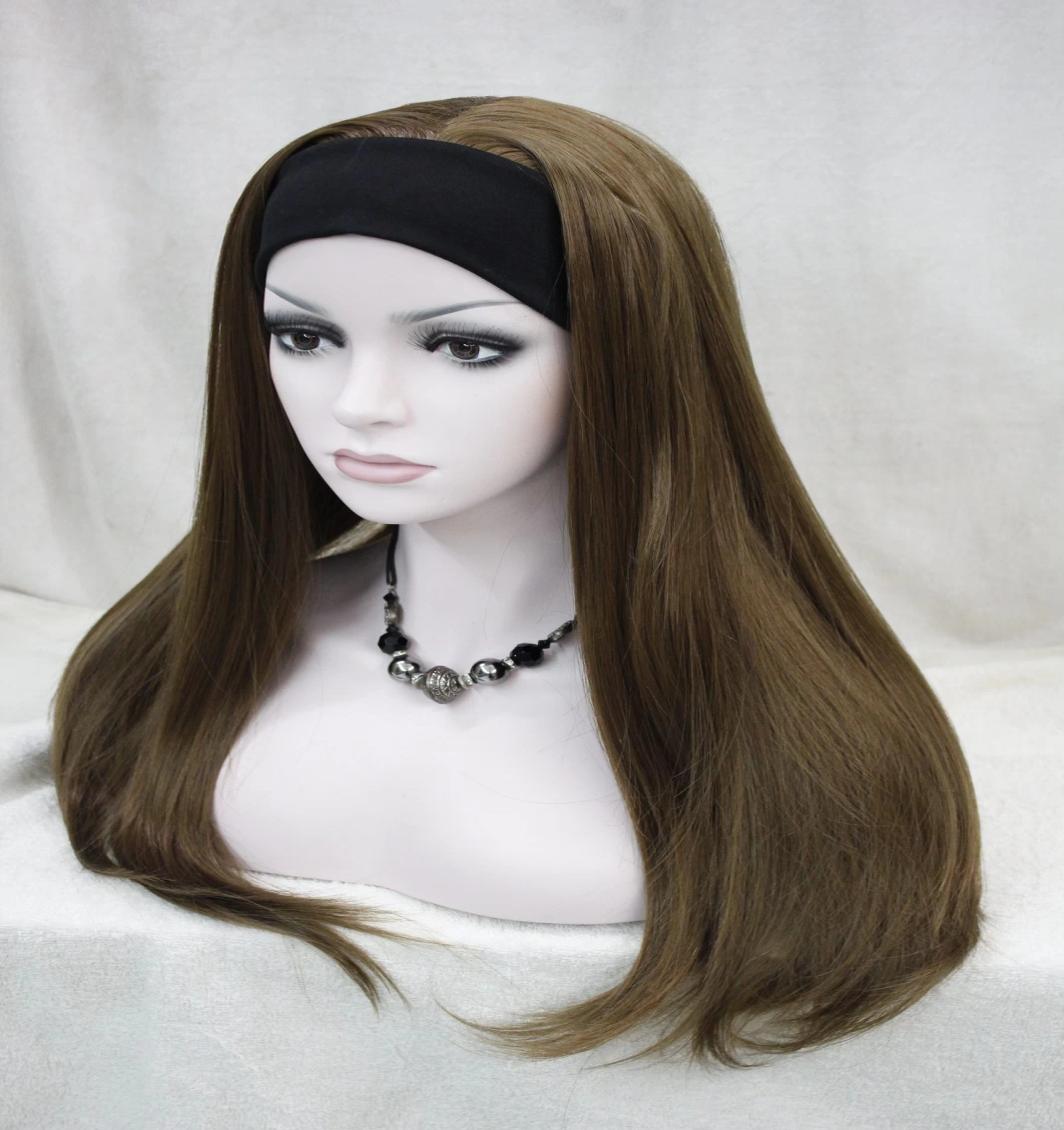

Hivision 2017 New fashion 34 wig with headbands Light Golden Brown straight synthetic women039s half hair wigs2718879, Ombre color