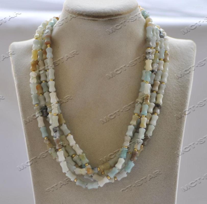

Pendant Necklaces Z12681 5Row 18" 20mm Natural Multicolor Amazonite Bamboo Necklace