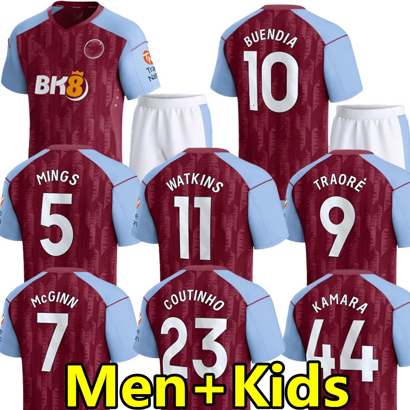 

23 24 Aston villaES Soccer Jerseys WATKINS KAMARA Coutinho BUENDIA McGINN MINGS Digne Cash Ramsey Douglas Luiz 2023 2024 Home men kids kits football Shirts tops, 23-24 home patch
