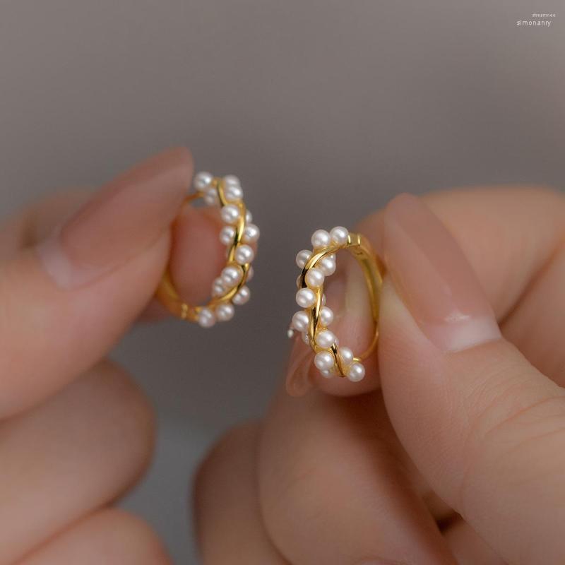 

Hoop Earrings La Monada Woman Silver 925 Retro Distortion Synthetic Pearls Sterling For Women Hoops