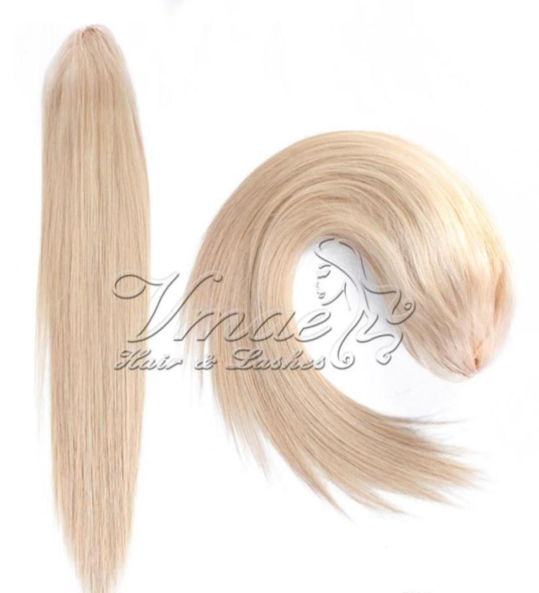 

Claw Clip Drawstring Ponytail Remy Russian Blonde Cuticle Aligned Virgin Natural Straight 120g 10 to 22inch Horsetail Human Hair E9832000