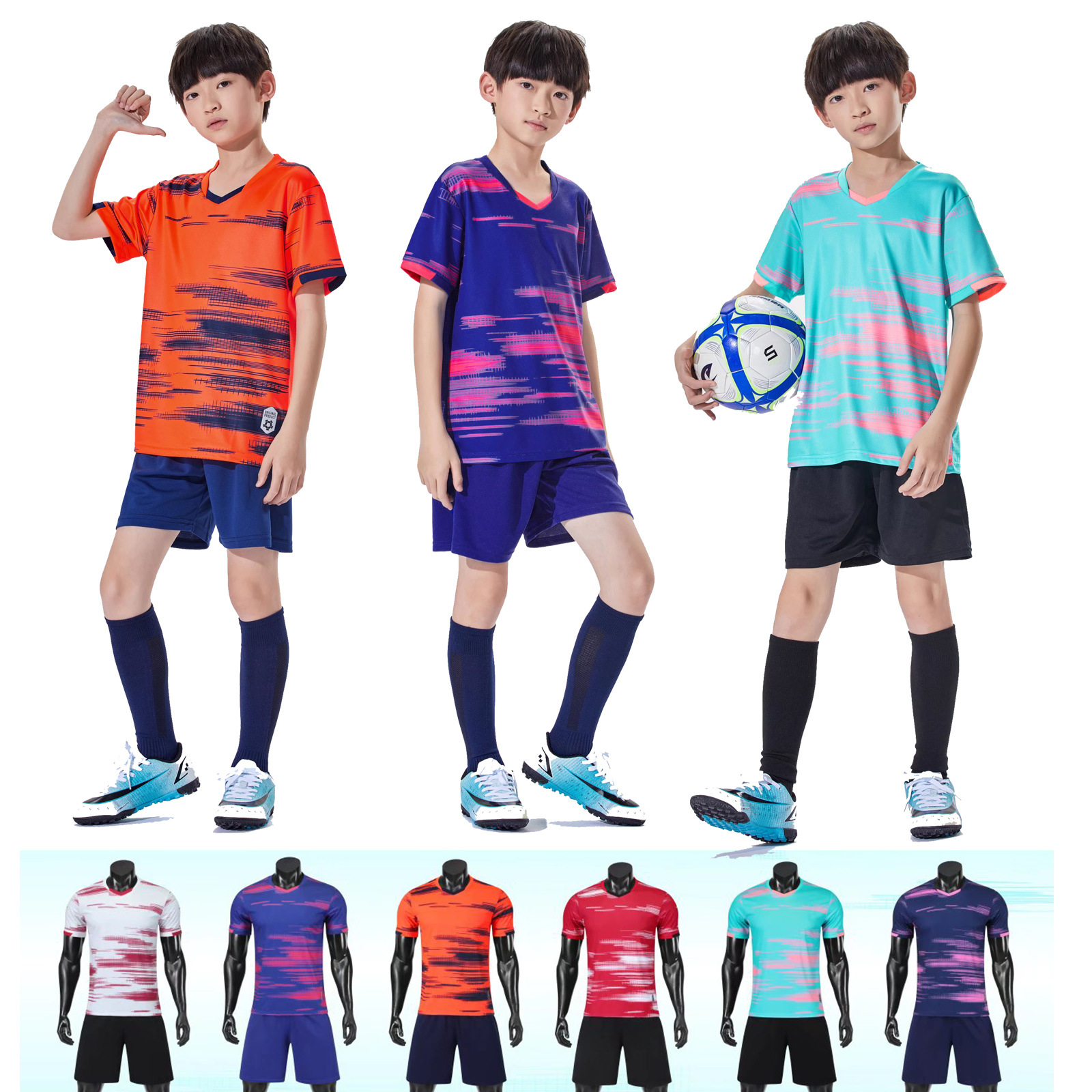 

Breathable Quick-Drying 2022 New Soccer Suit Set Student Competition Team Uniform Diy Children Adult Sports Suit Jersey Football Men, White