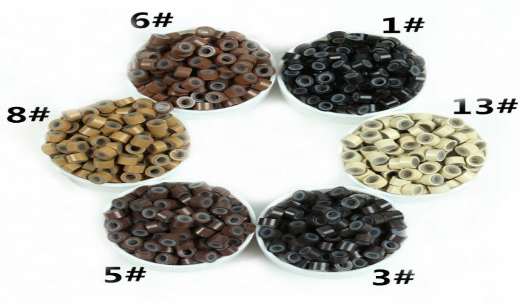 

1000Pcspack 5030MM aluminum silicon lined Micro Links Rings Beads For Hair Feather Extensions9923689