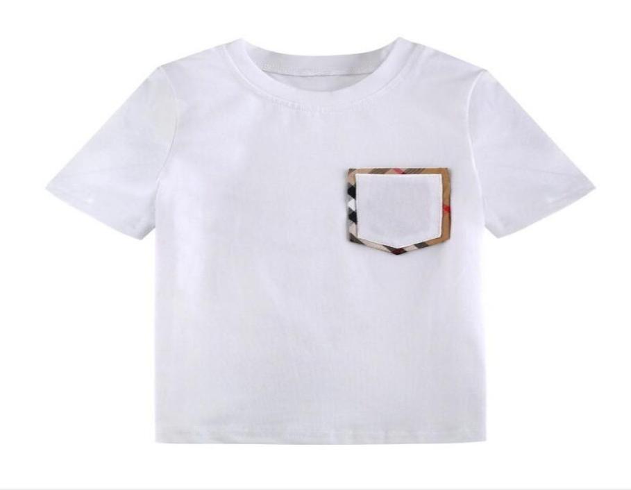 

Summer Boys Girls TShirt Baby Round Neck ShortSleeved Tshirts Plaid White Cotton Simple Tshirt Kids Casual Tops Tees Children S2897174