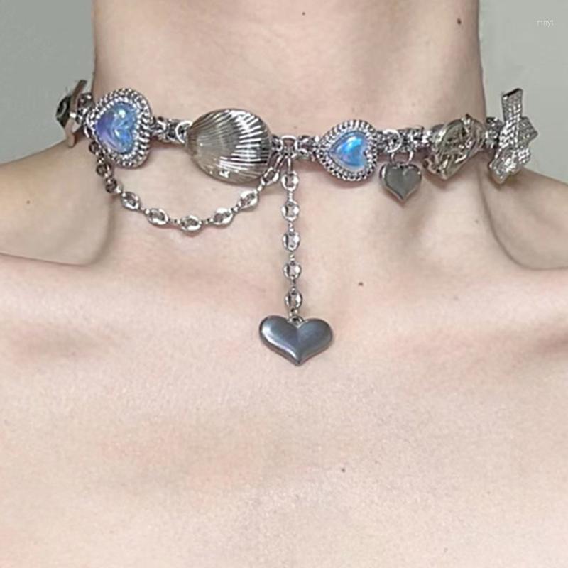 

Pendant Necklaces Korean Fashion DIY Chains Heart Necklace Punk Charms Sea Shell Choker Grunge Accessory Goth Jewelry For Women