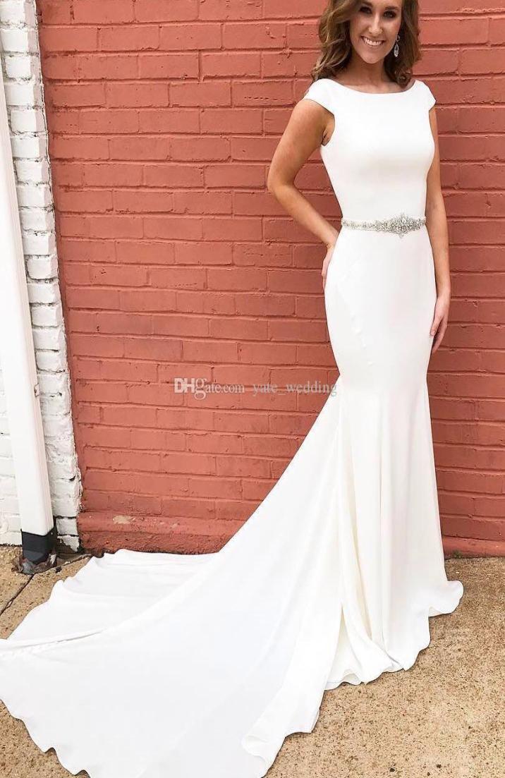 

Elegant White Mermaid Satin Evening Dresses Scoop Neck Cap Sleeves Crystal Sashes Custom Made Evening Gowns Formal Evening Dresses8760964, Same as picture