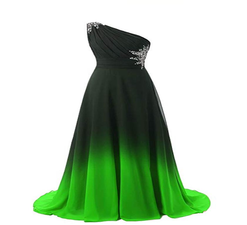 

2020 Newest Sexy Black Green Gradient Prom Dresses With Long Chiffon Plus Size Ombre Evening Party Gowns Formal Party Gown QC14702572644, Same as picture