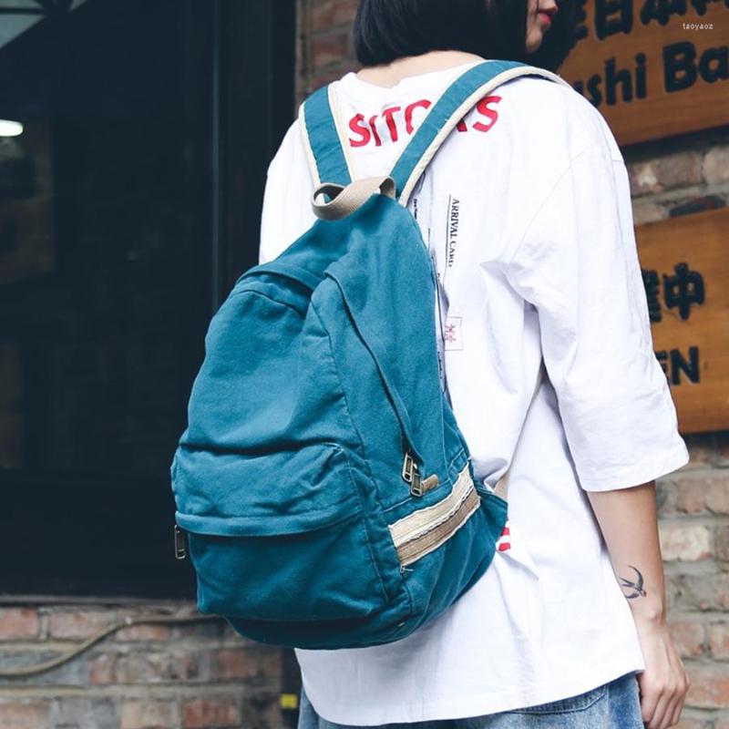 

School Bags Casual Soft Canvas Women Backpack Solid Color Large Capacity Travel Bag Teenage Girl College Schoolbag Laptop Mochilas, White