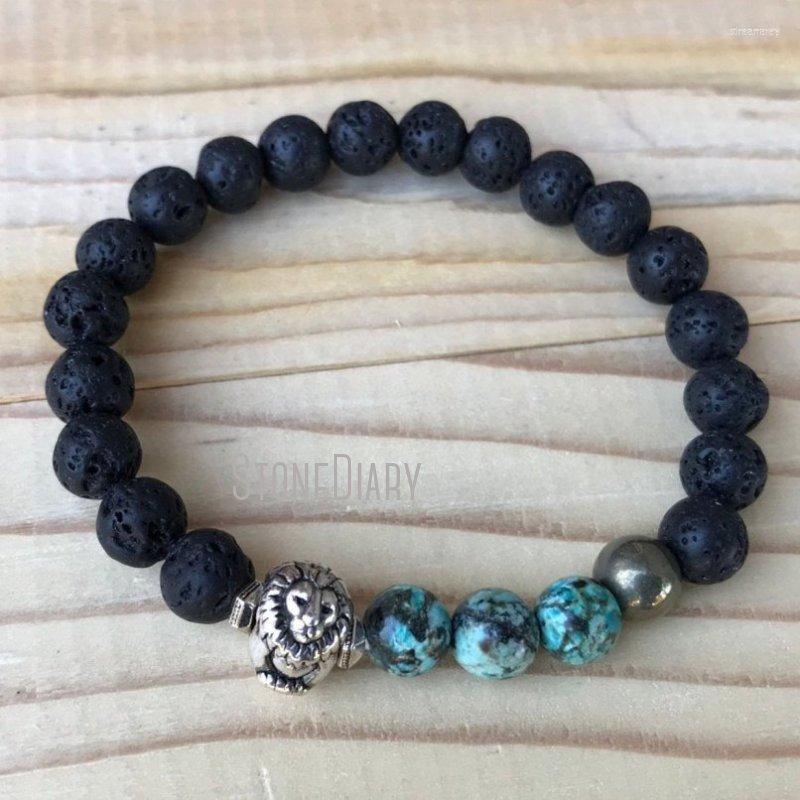

Strand WMB31679 Lava Rock Turquoise Healing Stones Wrist Mala Spiritual Meditation Prayer Beads Bracelet For Men And Women