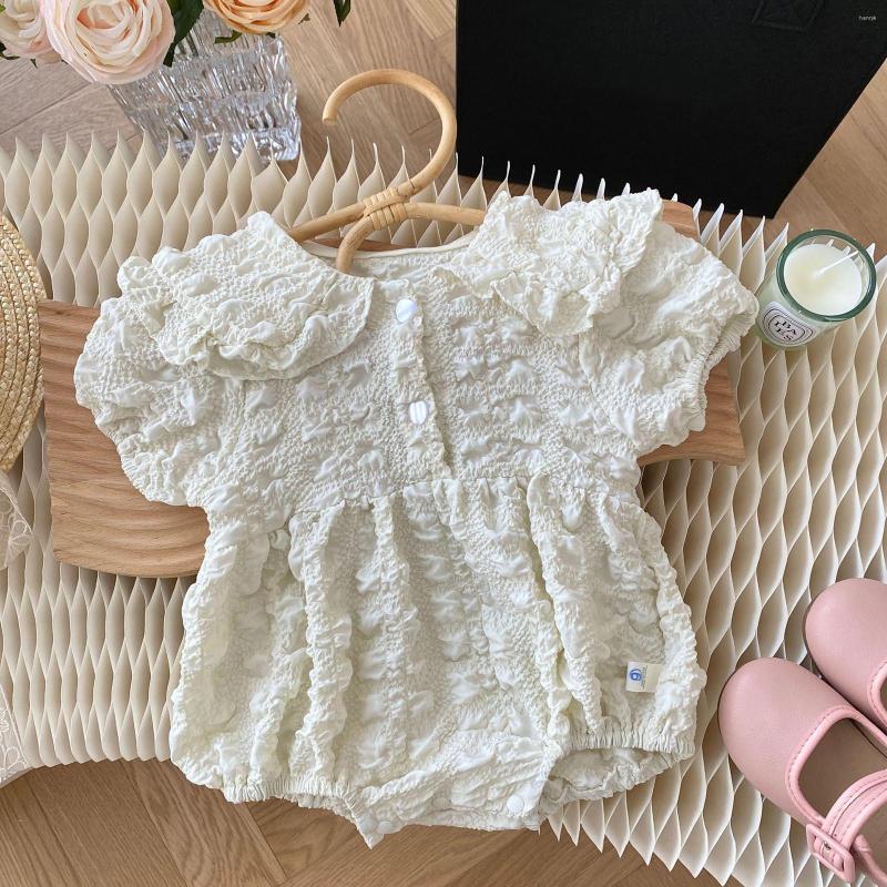 

Clothing Sets Girls Summer Special Fabric Lapel Short Sleeve Crawling Suit Casual Outdoor For 0 To 18 Years, Beige