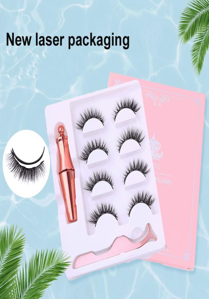 

New 3D Magnetic Eyelashes Eyeliner and Eyelashes Kit With Reusable No Glue Faux Mink 5 Magnets False Lashes Pack of 4 Pairs1272832