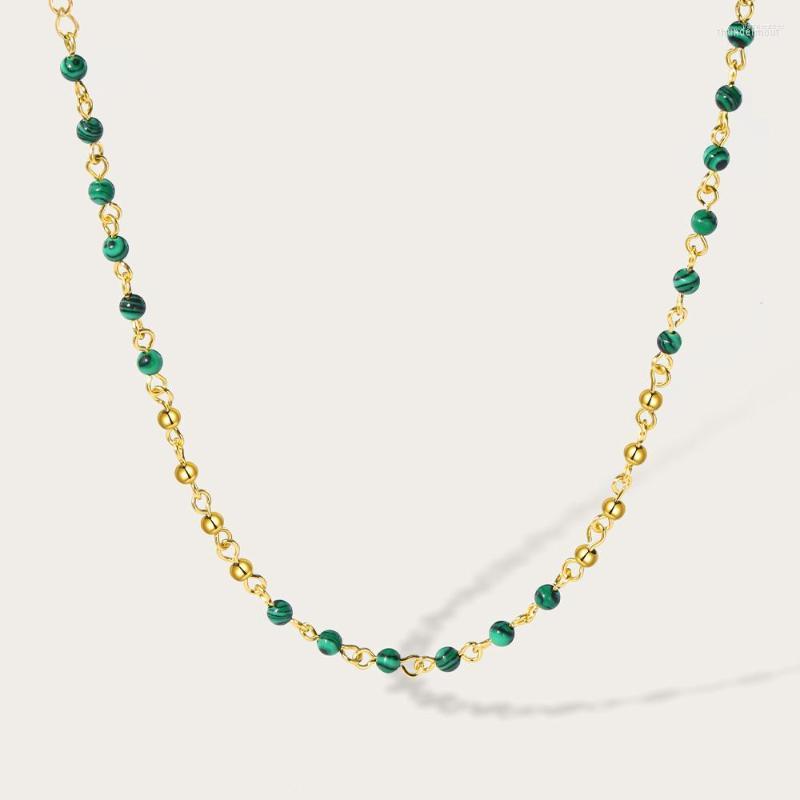 

Chains YACHAN Beaded Stainless Steel Gold Splice Necklace For Women 14K Plated Chain Beads Necklaces Trendy Jewelry Gift