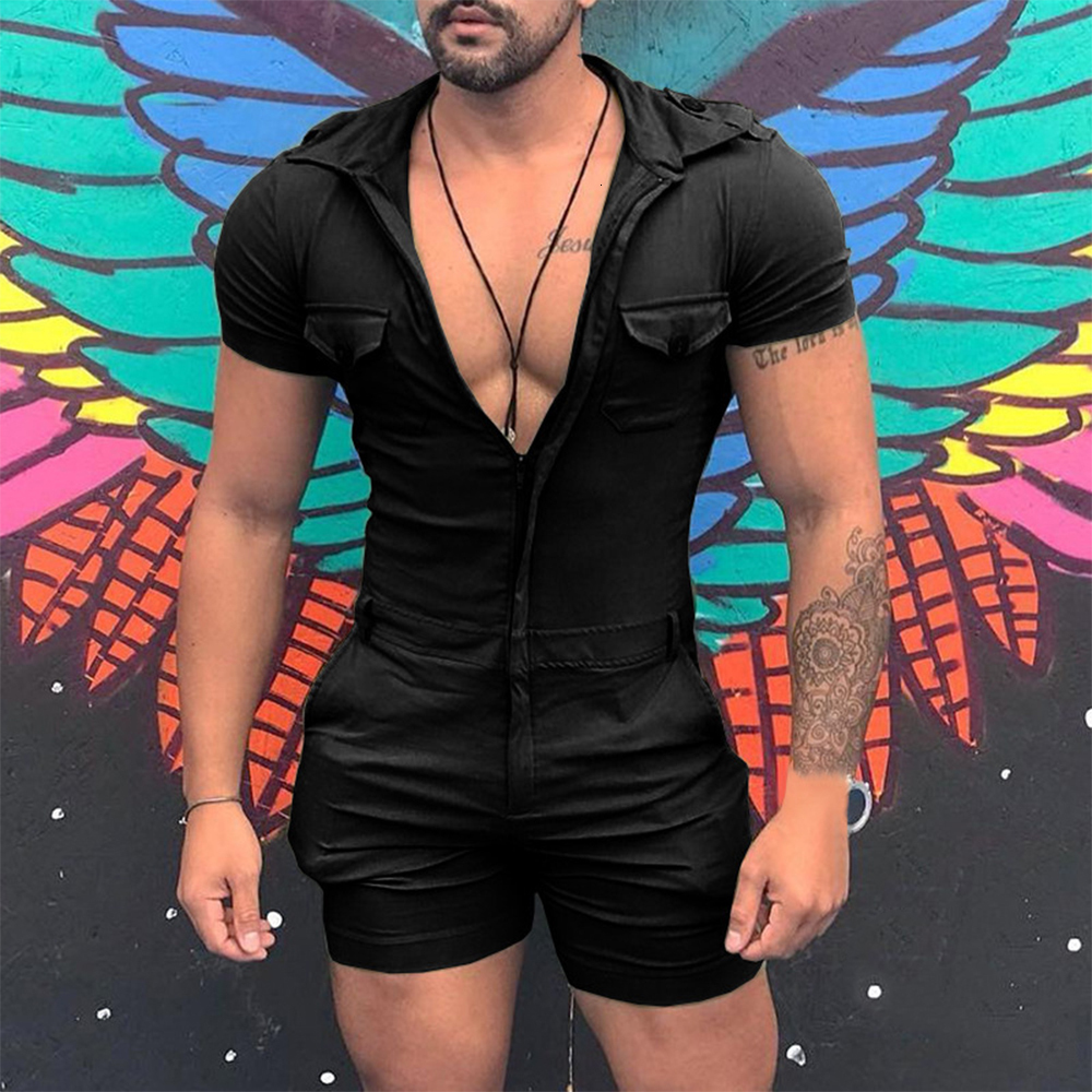 

Men's Jeans Fashion Jumpsuits for Men 2023 Summer Clothing Solid Color Short Sleeve Overalls Casual Street Wear Basic Work Y2K Clothes 230628, Gray