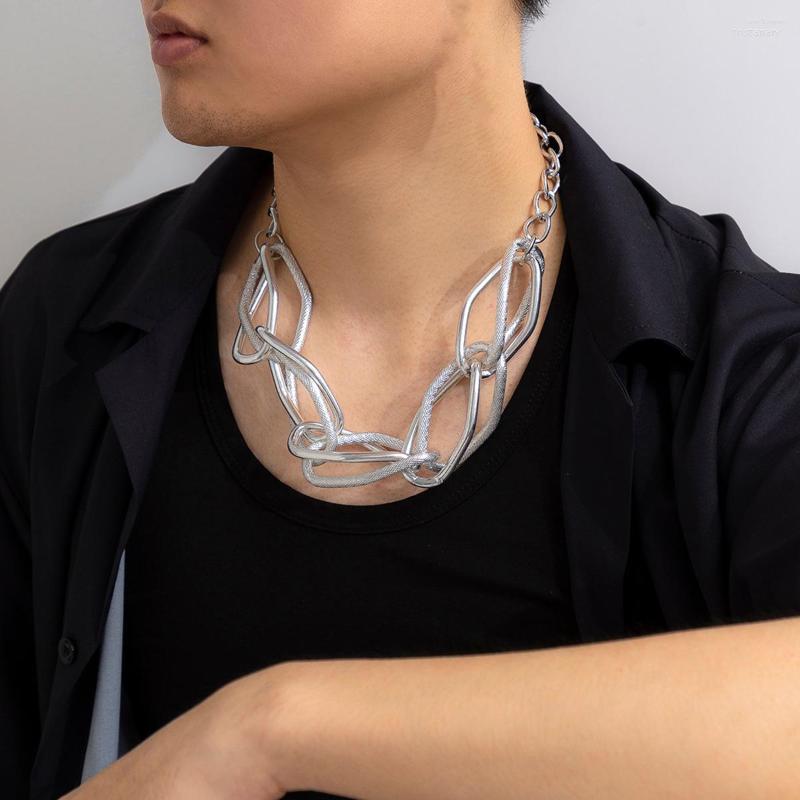 

Choker Hip Hop Big Cross Linked Chain Necklace Men Punk Exaggerated Large Necklaces 2023 Fashion Jewelry Neck Accessories Collar