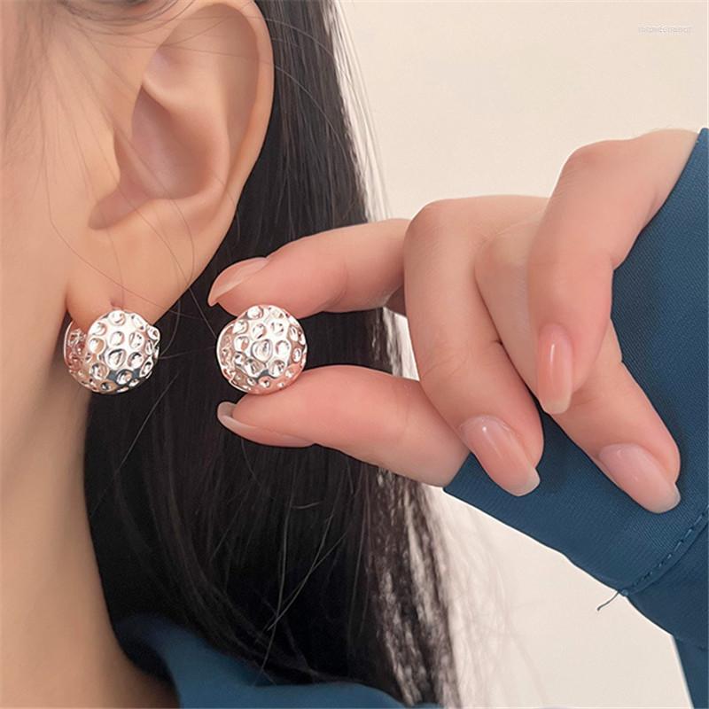 

Hoop Earrings S925 Silver Needle Lava Geometric Round Ball For Women Girl Lovely Party Punk Jewelry Gifts Eh1214