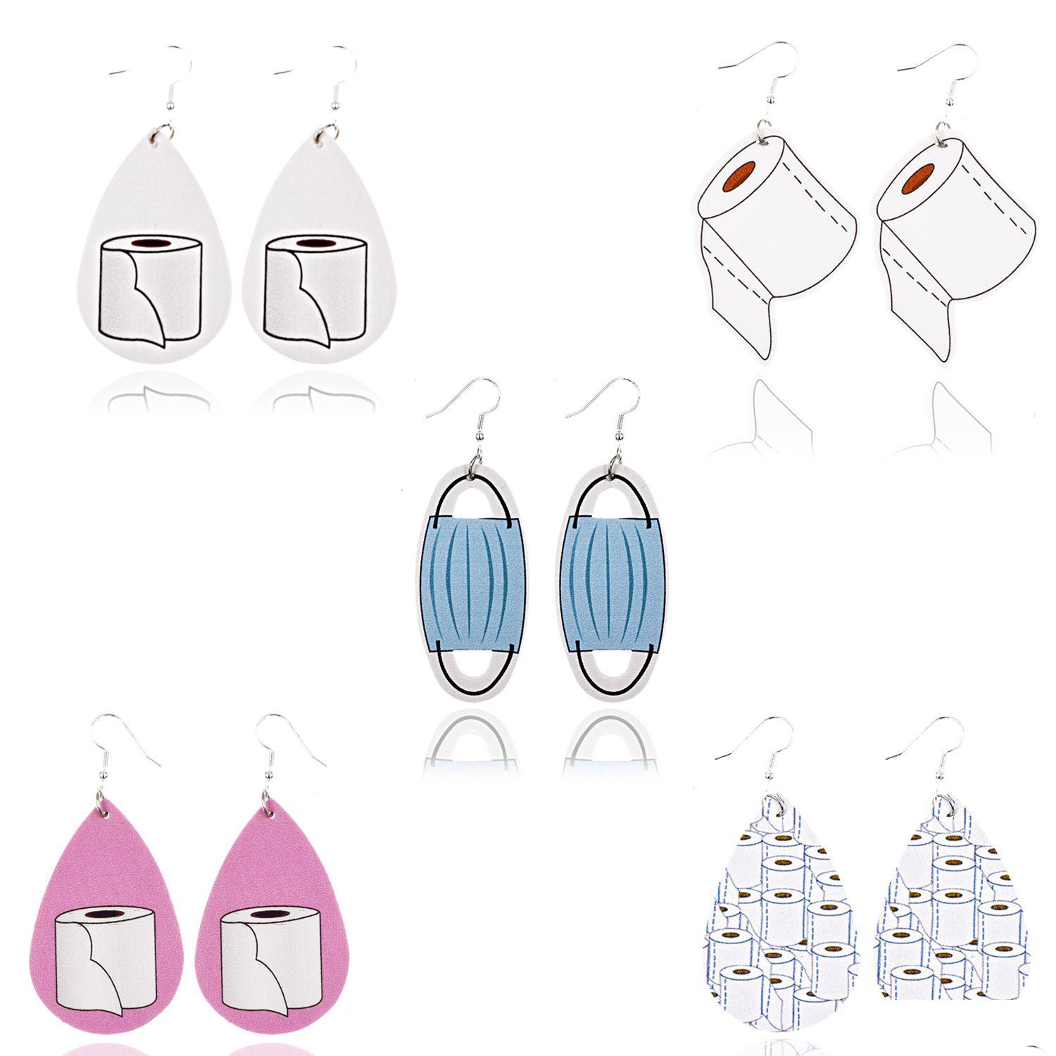 

Charm Toilet Paper Print Dangle Earrings - Cute Pu Leather Double-Sided Creative Design For Women Girls Party Jewelry Drop Delivery Dhdgi