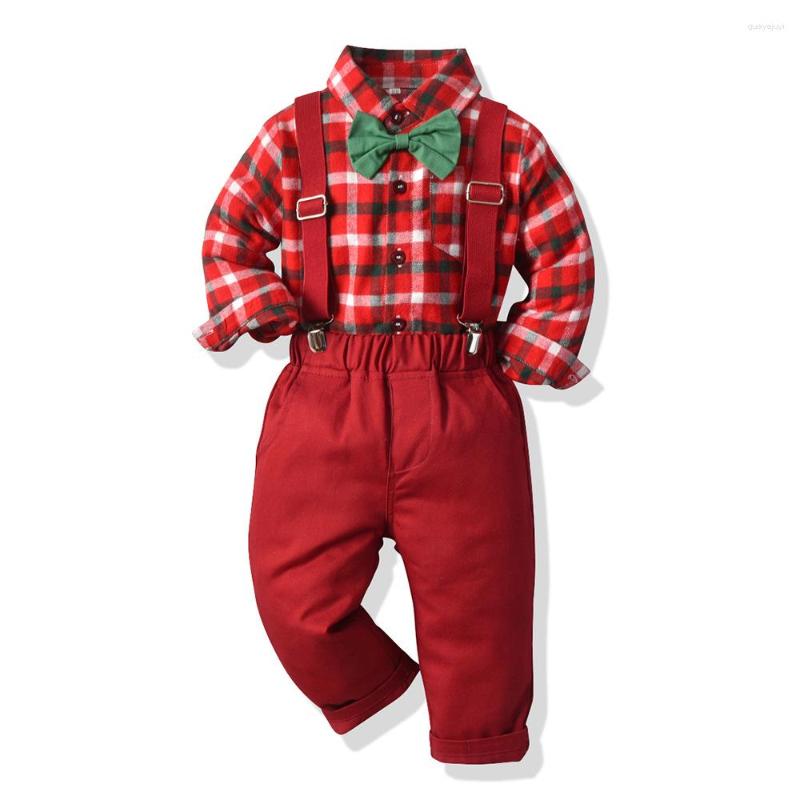 

Clothing Sets Boys Christmas Clothes Long Sleeve Plaid T Shirts Red Pants Boy Outfit Bowtie 9 Months 1 2 3 4 5 6 Years Baby, Boy clothes set