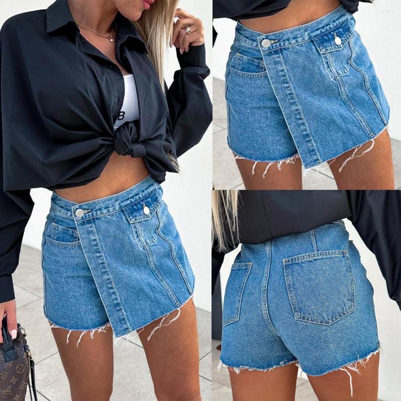 

Skirts Women Summer Denim Shorts Solid Color Button Pockets Jean Skirt, Black