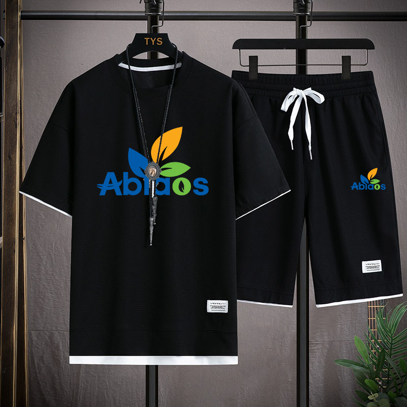 

Mens Tracksuits Summer Brand Fashion Casual Short Sleeve TShirt Shorts Suit Basketball Football Sports Street Breathable 2Piece Set 230627