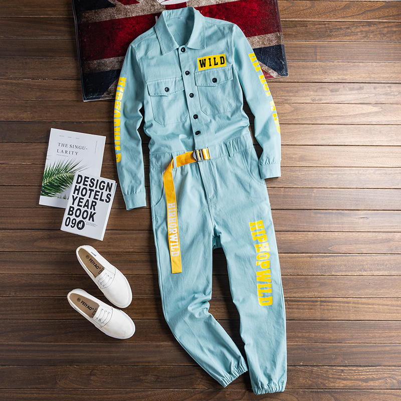 

Men's Jeans Jumpsuit Letter Print Jogging Cargo Pants Pockets Fashion Designer Hip Hop Workwear y2k Overalls Romper Trousers Clothes 230628, Blue
