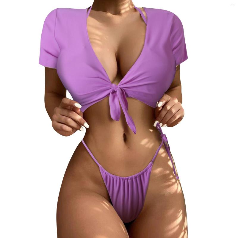 

Women' Swimwear 2023 Three Pieces Bikini Set With Cover Up Swimsuit Women Split Bikinis Summer Beach Bathing Suit Maillot De Bain, Purple