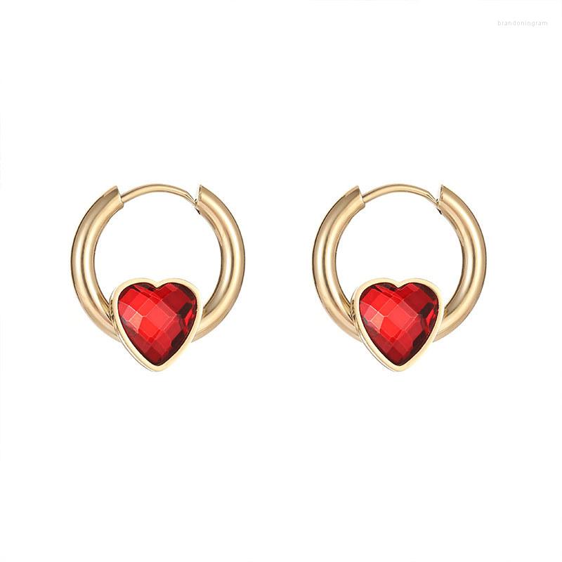 

Stud Earrings Fashion Simple Light Luxury Color Zircon Titanium Steel Love Earring Banquet Gift Women Jewelry 2023