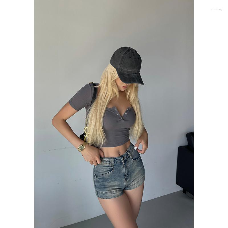 

Women's Jeans Old Denim Short WOMENGAGA Pants For Women's Slim Sexy Korean Women Sweet 2023 CX8C, Gray