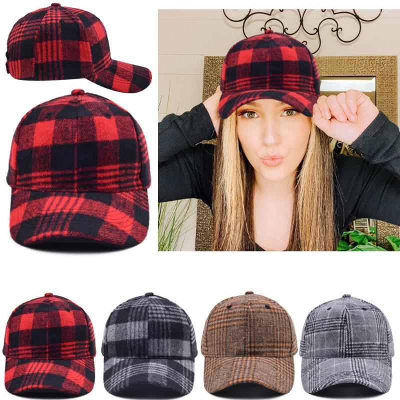

Ball Caps Winter Fleece Plaid Baseball For Women Casual Outdoor Keep Warm Adjustable Snapback Hat Boys And Girls Hip Hop Bone Gorras, Red