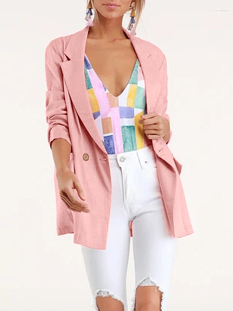 

Women' Suits Celmia Women Formal Suit Coats Casual Cotton Blazer Lightweight Slit Hem Notched Collar 2023 Autumn Pockets Jackets, Light blue