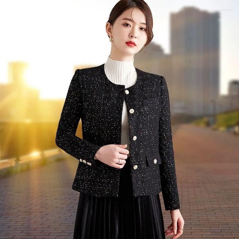 

Women's Jackets 2023 Autumn Fashion French Elegant Temperament Small Fragrance Coat Women's Young Tweed Short Top Jacket Women F126, Beige