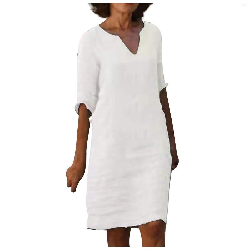 

Casual Dresses Women'S Summer Fashion Retro V-Neck Side Pocket Solid Color Short Sleeve Dress For Women 2023 Womens Long, Sky blue