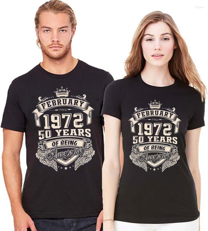 

Men's T Shirts Vintage In February 1972 50 Years Of Being Awesome Shirt Women Big Size Cotton Short Sleeve Custom Men 70s Clothing, Green women slim