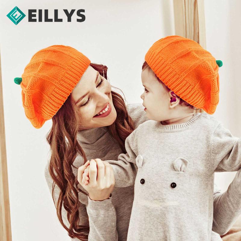 

Berets 0-3y Modeling Street Infants Hat Knitted Autumn Winter Mother Baby Beanie Pumpkin Knit Cap Children Beret, Adult