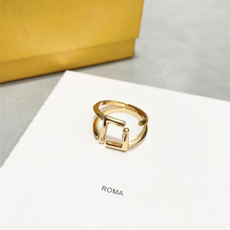 

Gold Rings Various Options Designer Luxury Women's Jewelry Minimalist Double Layer Design Brand Steel Printed Vintage Couple Ring