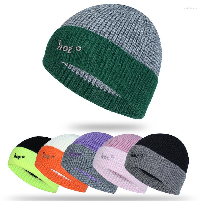

Berets Embroider Beanie Knitted Men's Caps Women's Hat Skiing Sport Streetwear Warm Winter Colorful Couple Cap, Color 4
