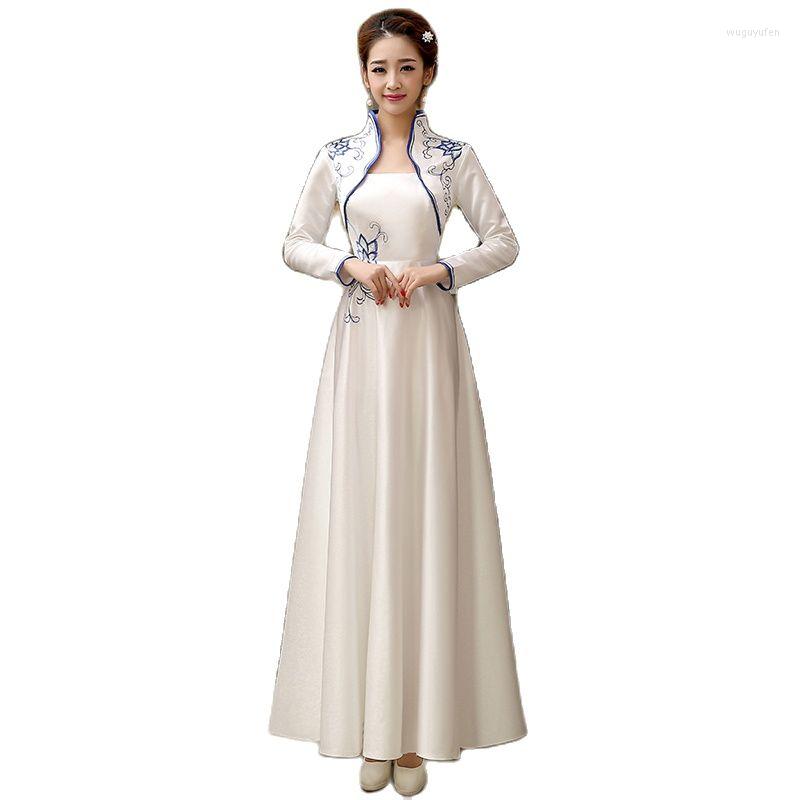 

Ethnic Clothing Traditional Elegant Woman Qipao Spring And Autumn Embroidered Vintage Chinese Long Style Improved Cheongsam