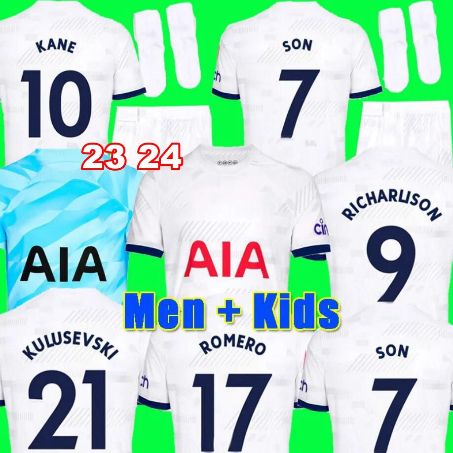 

23 24 SON BERGWIJN Soccer Jersey 2023 2024 jersey Football shirt PERISIC LENGLET ROMERO REGUILON KULUSEVSKI BENTANCUR RICHARLISON KANE SPENCE SKIPP Men kids set, 23 24 home